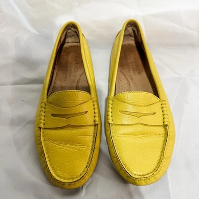 VTG Lauren Ralph Lauren Yellow Leather Loafers Camila 6.5 Women’s - Image 1 of 4