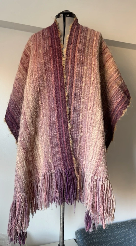 Poncho de Colección Tejido Bufanda Lana/Mohair Caminar Capa Talla Única con Flecos Largos Foto 1 de 4