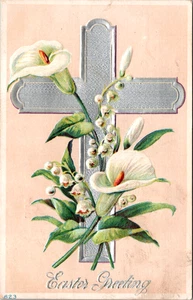Easter Greeting Silver Cross Postcard 1912 Hatie Schwarck Elbow Lake MN - Picture 1 of 2