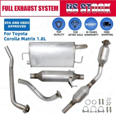 1.8L FULL EXHAUST SYSTEM FITS:2003-2004 2005 2006 07 2008 TOYOTA COROLLA Matrix - Изображение 1 из 4