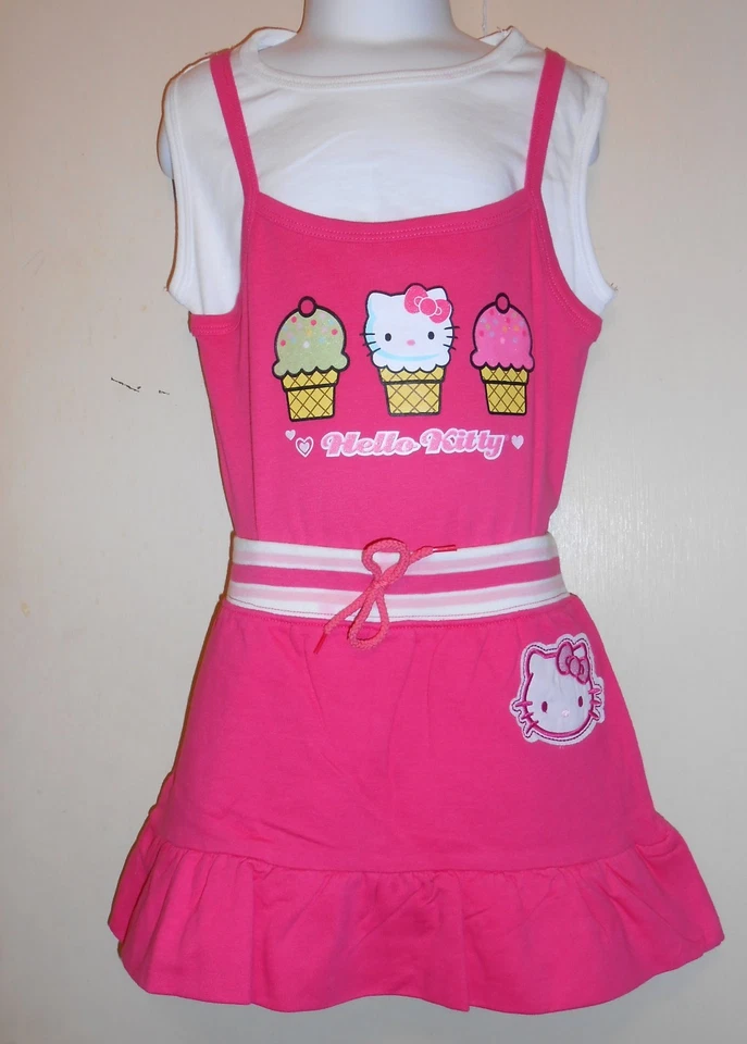 Falda Hello Kitty de Sanrio Niñas Primavera Verano + Top Gráfico Fushia 6 Nueva con Etiquetas Foto 1 de 4