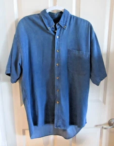 Sierra Pacific Medium Shirt Dark Blue denim Short Sleeve One pocket button down - Picture 1 of 4