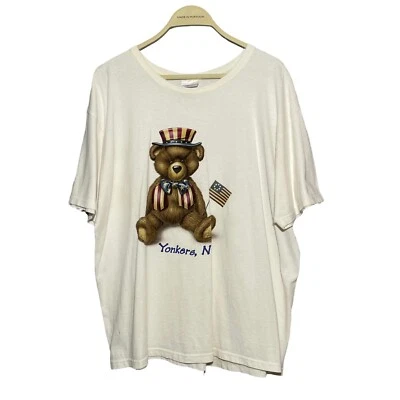 Camiseta De Colección Hanes Her Way Yonkers NY Yankee Oso de Peluche Mujer XL Beige Bandera de Estados Unidos Foto 1 de 4