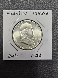 Medio dólar Franklin 1948-D 50C Bu FBL FECHA CLAVE 90 % plata ENVÍO GRATUITO - Imagen 1 de 5