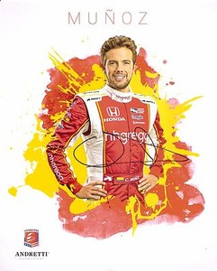 2016 CARLOS MUNOZ signed INDIANAPOLIS 500 PHOTO CARD POSTCARD INDY CAR HHGREGG