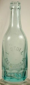 L STOLL DES MOINES IOWA SODA BOTTLE ICE BLUE COLOR - Picture 1 of 6