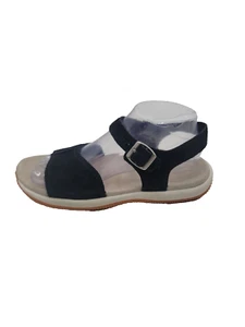 LL Bean Women's Sz 8M Soft Suede Ankle Strap Black Strappy Sandals - Picture 1 of 11
