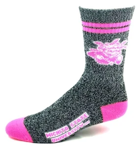 Wichita State Shockers Gray Marbled Pink Stripe Crew Socks - Picture 1 of 2