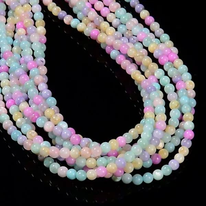 Cuentas redondas lisas multicolores tamaño 3 mm 4 mm 15,5"" hebra - Imagen 1 de 7