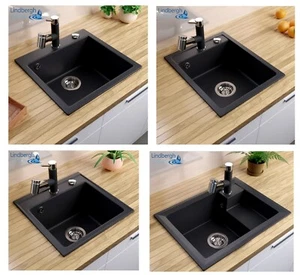 LINDBERGH® Granit Spüle inkl. Siphon Einbauspüle Küchenspüle Spüle KÜCHE Becken - Picture 1 of 28