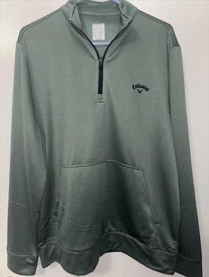 CALLAWAY 高尔夫男式 25 美分拉链全新带标签长袖 Opti-Dri 套衫口袋 M 码 — 第 1/4 张图片