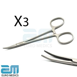 Set Of 3 Dental Mosquito Forceps Curved Dentist Hygienist Dental Veterinary Tool - Picture 1 of 3