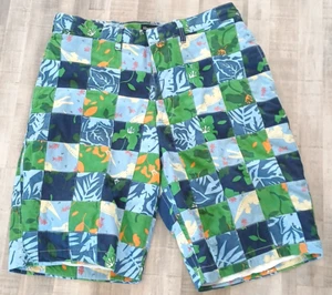Abercrombie Fitch Chino Shorts Floral Check  Mens Size 34 Green Blue Multi AOP - Imagen 1 de 10