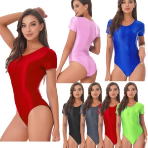 Damen Bodysuit Leotard Sportbekleidung Solid Color Bademode Flüssigkeit Intim - Picture 1 of 104