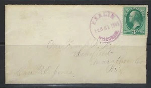 US 1882 BERLIN WI IN VIOLET DATED CANCEL TO MARATHON CTY WI - Picture 1 of 1