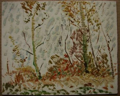 乌克兰苏联油画点画风景秋树  — 第 1/4 张图片