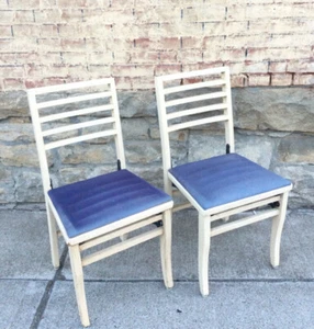 2 Vintage Louis Rastetter Sons Solid Komfort Wood Folding Chair Mid Century Mod - Picture 1 of 13