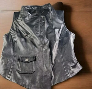 Trina Turk Black Leather Vest Size 6 Super Soft Leather ! ⭐️ - Picture 1 of 10