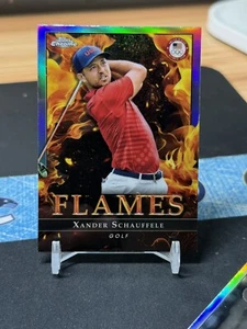 2024 Topps Chrome Olympics Xander Schauffele Flames Refractor  - Picture 1 of 2