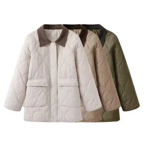 Herbst und Winter neue modische farblich kontrastierende Revers Baumwolle wattierte Jacke Damen - Bild 1 von 15
