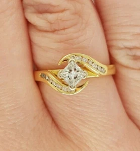 Diamond Engagement Ring 18ct Two Toned Gold Princess Cut Preloved VAL $3000 - Picture 1 of 11