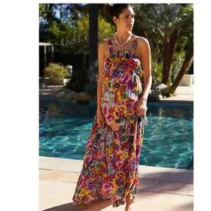 NWT Anthropologie Printed Maxi Cover-Up Summer Dress $118 SMALL Floral Motif - Picture 1 of 9