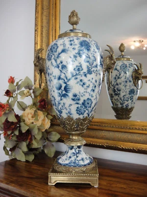 Deckelvase Porzellan Bronze Prunkvase Urne Antik Barock Pokal Vase Luxus Kerze - Bild 1 von 4