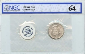1885-O Morgan Dollar GSA SOFT PACK S$1 NGC MS64 - Picture 1 of 2
