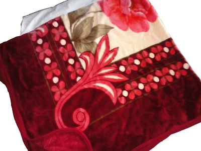 ДЕЛЬФИН СУПЕР ПЛЮШЕВЫЙ ТЯЖЕЛЫЙ так теплый красный цветочный королева/король одеяло толщиной 85 x 90 - Изображение 1 из 4