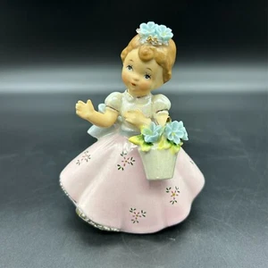 Figura Lefton De Colección Niña Flor Cesta 2643 Mediados de Siglo Kitsch Japón - Imagen 1 de 10