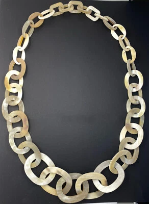 camilieri Horn Büffelhorn Halskette Kette matt beige Hornkette  NEU - Bild 1 von 4