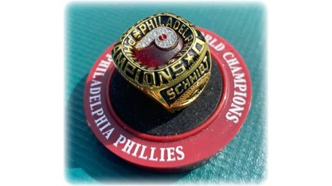 Mike Schmidt 1980 World Champions Replica RING SGA Phillies NICE BOX & STAND Cover