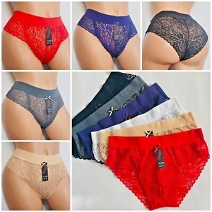 6-12 Bikini Briefs Sexy Women Lace Net Underwear cheeky Undies Panties 3506 S-XL - Picture 1 of 12