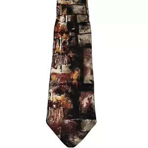 IMM 100% Silk Men's Necktie Made in Italy Contemporary Tie Black Red Grey Orange - Picture 1 of 5