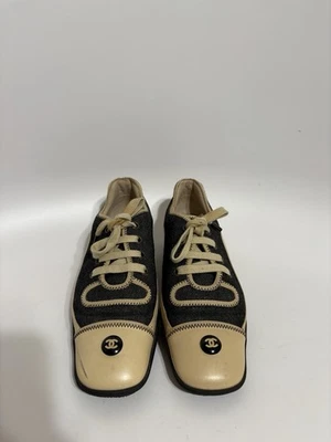 Винтажные черные джинсовые туфли Chanel с логотипом CC 38 - Изображение 1 из 4