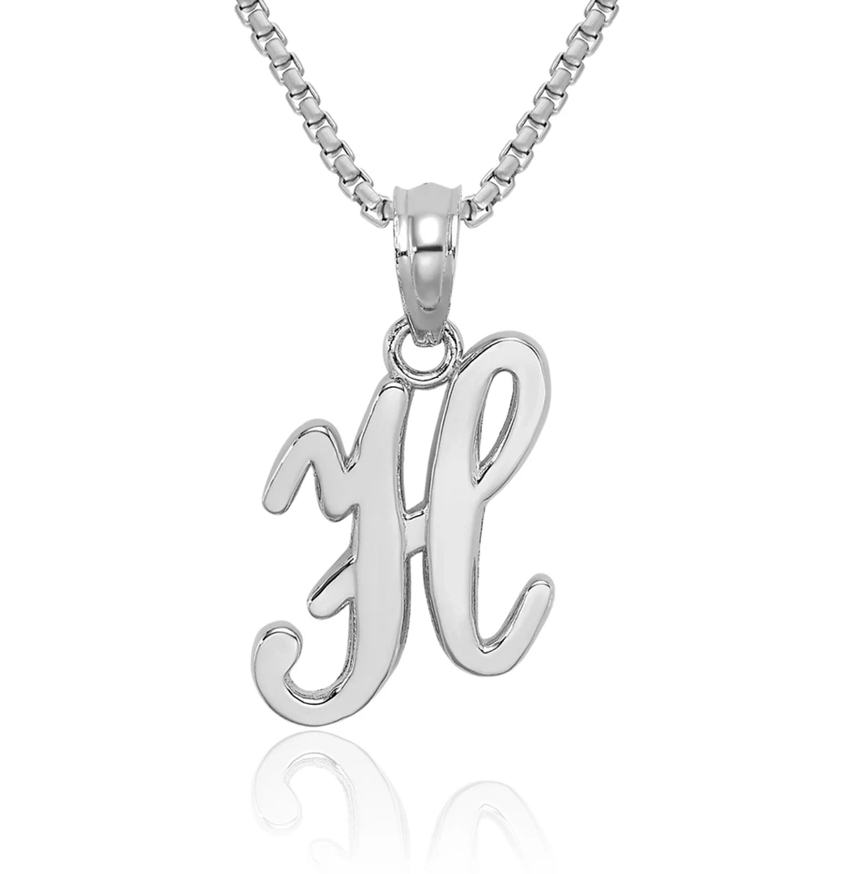 14K Solid White Gold Letter H Initial Necklace - Image 1 of 1