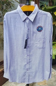 NWT HAGGAR Men's Tuckless Dress Shirt Purple Check Slim Fit Easy Care L/S Sz XXL - Picture 1 of 8