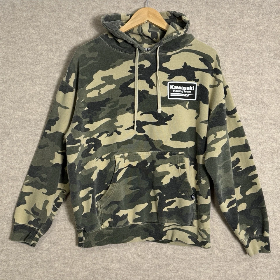 Kawasaki Hoodie Pullover Camo Drawstring Racing Motocross Motocross Medium - Image 1 of 3