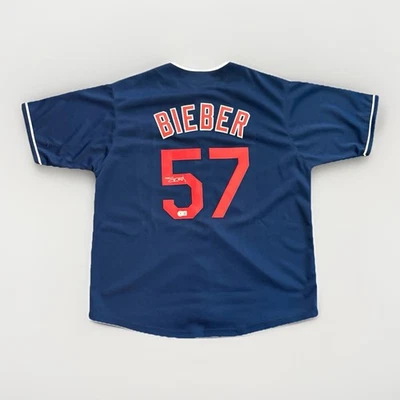 Shane Bieber Signed Replica Guardians Jersey Auto Autograph Beckett BAS COA - Image 1 of 4