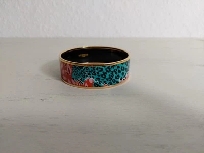 🔥 HERMES Emaille Armreif, Junge Of Eden Leopard , 20mm Breit, NEUwertig 🔥 - Bild 1 von 4