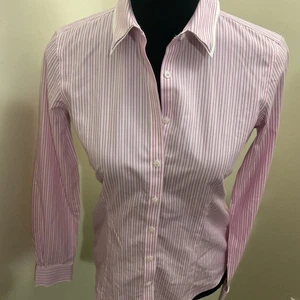 Brooks Brothers 1818 Women's Pink White Striped Preppy Blouse Sz 6 - Picture 1 of 15