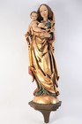 C66U66- Holz Skulptur Madonna mit Kind geschnitzt gefasst 20.Jh
