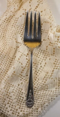 Large Vintage International Sterling Silver Queen's Lace Meat Serving Fork - Image 1 of 4