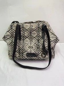 Lucky Brand Bali Hai Textile Tote Relaxed Purse Shoulder Bag 12"x10x9 Cream Blac - Picture 1 of 19