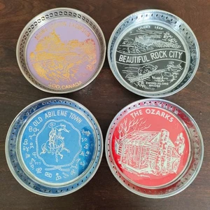 Vintage Tin Souvenir Metal Coasters Lot Of 15 Made in Japan - California Hawaii - Picture 1 of 7