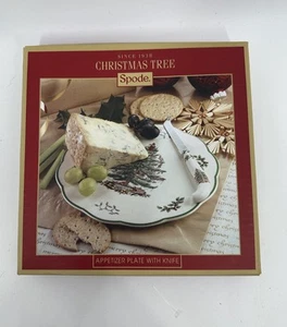 Spode Christmas Tree Appetizer Plate with Knife - Picture 1 of 5