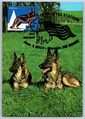 #5405 Military Working Dogs German Shepherds FDC Maxi Card w/Pictorial Cancel - Image 1 of 2
