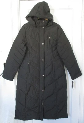 DKNY Long Down Quilted Puffer Coat Removeable Hood Full Zip Pockets Women's XL - Image 1 of 4