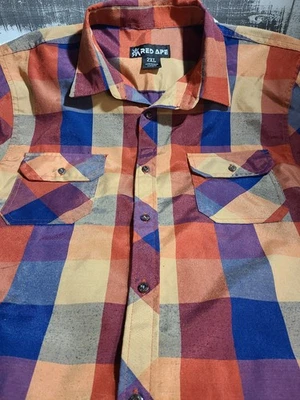Red Ape Brand 2XL Men’s Button Up Short Sleeve Multi Color Plaid Shirt - Image 1 of 4