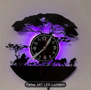 LED-Vinyl-Schallplatten-Wanduhr mit 7 farbwechselnden  - Bild 1 von 8